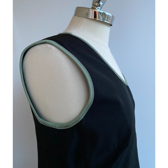 Prada Shift Dress Black with Green Trim Knee Length Women’s Italian 48 US 12 - Picture 5 of 10